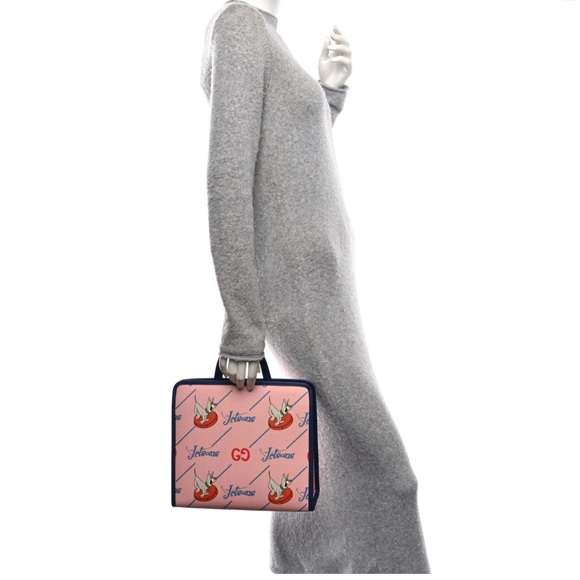 Gucci X Jetsons GG Pink Coated Canvas Navy Bag NWTGS ππ - Picture 2 of 9